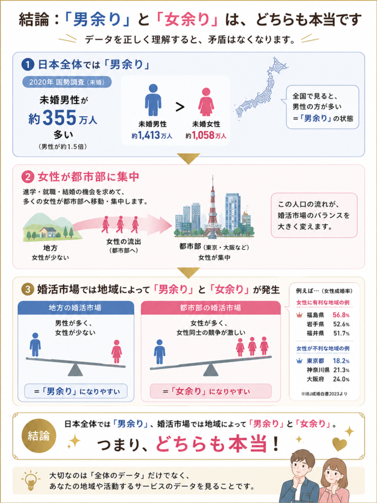 男余りと女余りが同時に起こる理由をまとめた図解