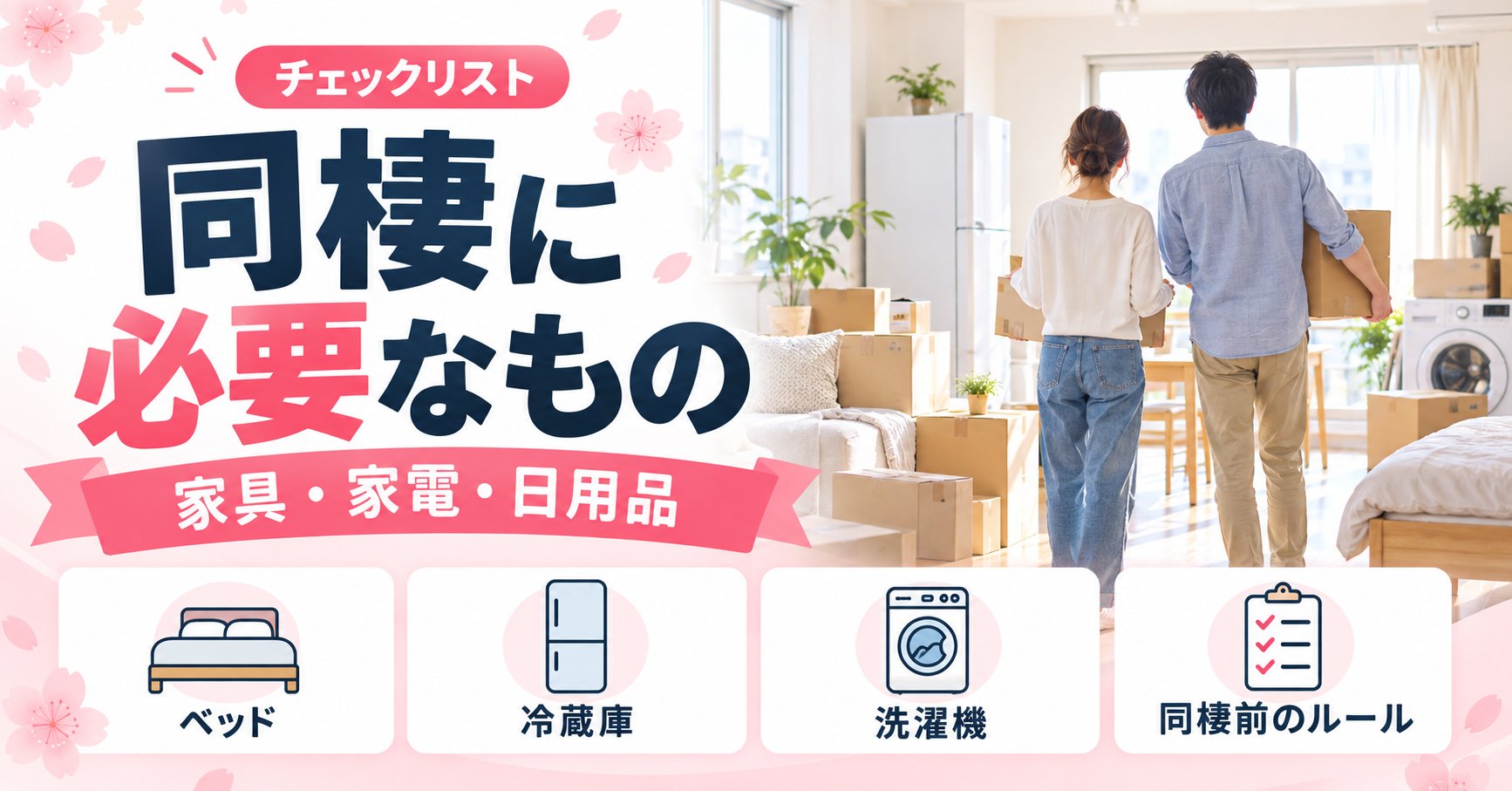 同棲に必要なものチェックリスト｜家具・家電・日用品と同棲前にやること