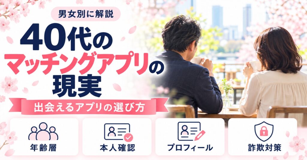 40代のマッチングアプリの現実｜男女別の実態と出会うためのアプリの選び方