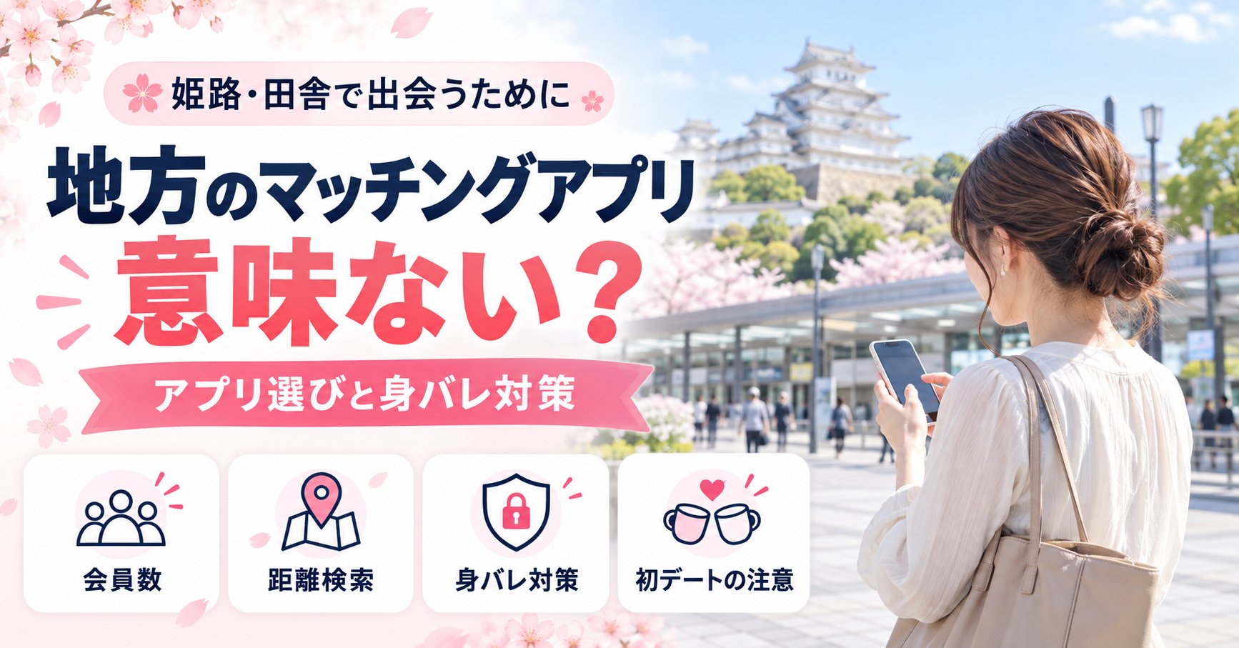 姫路のような地方でマッチングアプリは意味ない？田舎で出会うためのアプリの選び方と身バレ対策