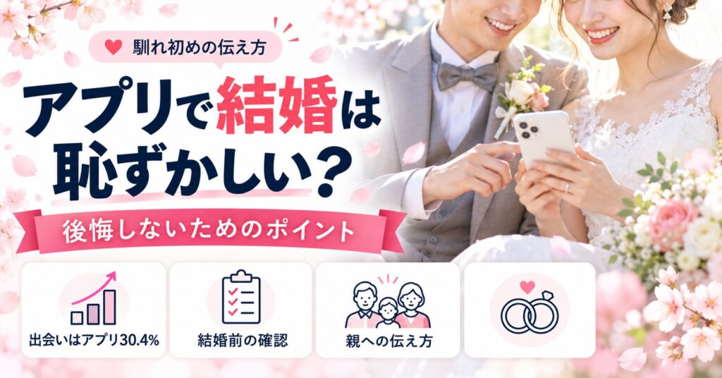 マッチングアプリで結婚は恥ずかしい？後悔しないためのポイントと馴れ初めの伝え方