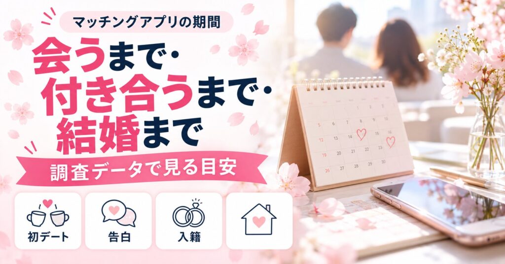 マッチングアプリで会うまで・付き合うまで・結婚までの期間は？調査データで見る目安