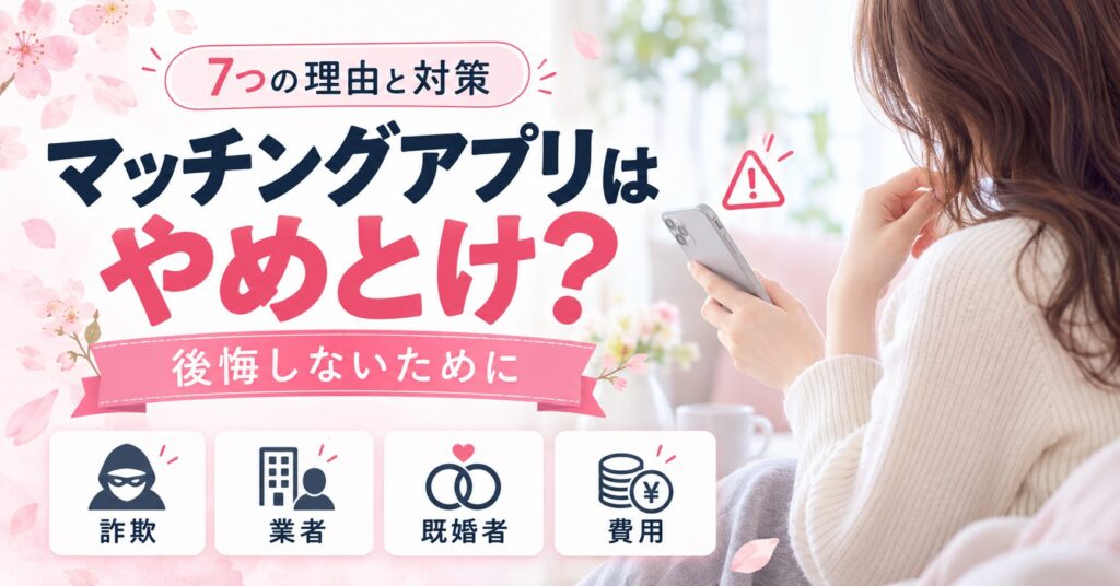 マッチングアプリはやめとけと言われる7つの理由｜後悔しないための対策と向いている人